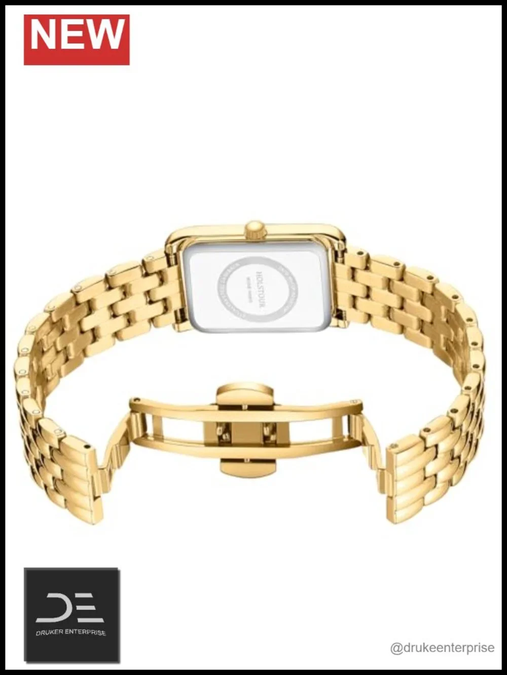 Vintage Rectangular Bracelet Watch with Roman Dial, Quartz Movement, Water